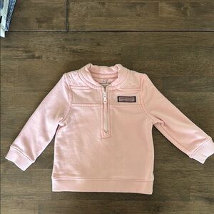 Soft Pink Half-Zip Pullover Sweatshirt with Stand-Up Collar